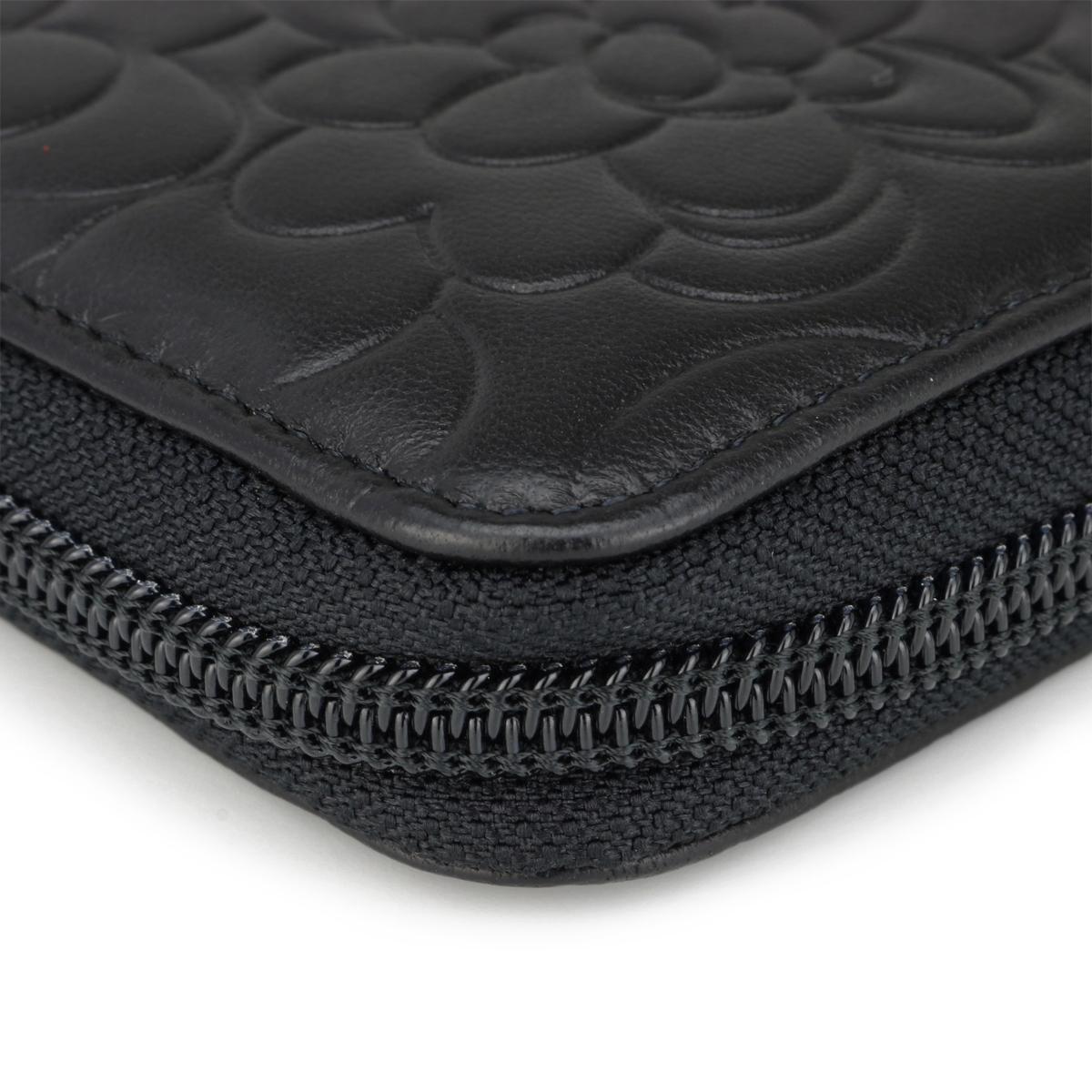 Chanel Camellia Long Zipped Wallet in Black Lambskin with Silver Hardware 2013 8