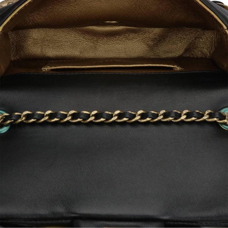 Chanel Camellia Mini Black / Gold Lambskin bag with Antique Gold Hardware,  2015 at 1stDibs