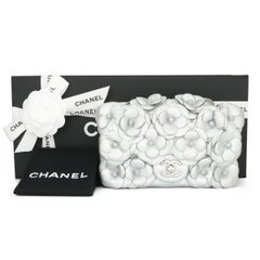 CHANEL Camellia Mini Flap Bag Metallic Silver Lambskin with Silver Hardware 2016
