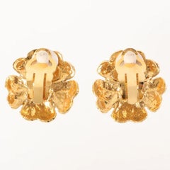 Chanel Camellia Motif Pearl Earrings, 1988