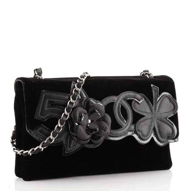 Chanel Camellia No.5 Chain Flap Bag Velvet Large