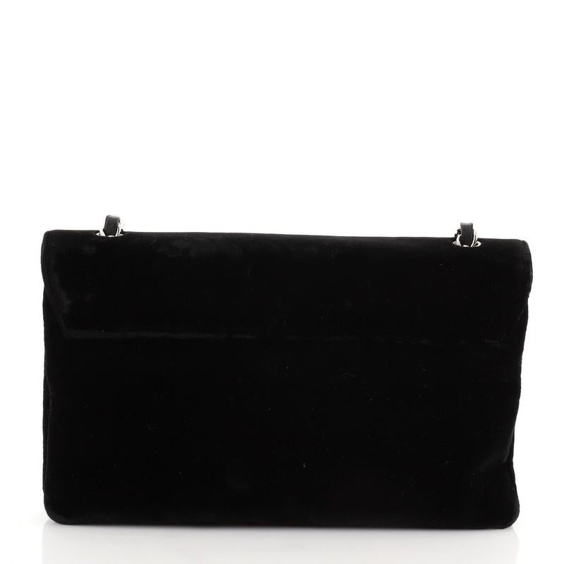 Black Chanel Camellia No.5 Chain Flap Bag Velvet Large