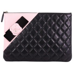 Chanel Camellia O Case Clutch Quilted Lambskin Medium
