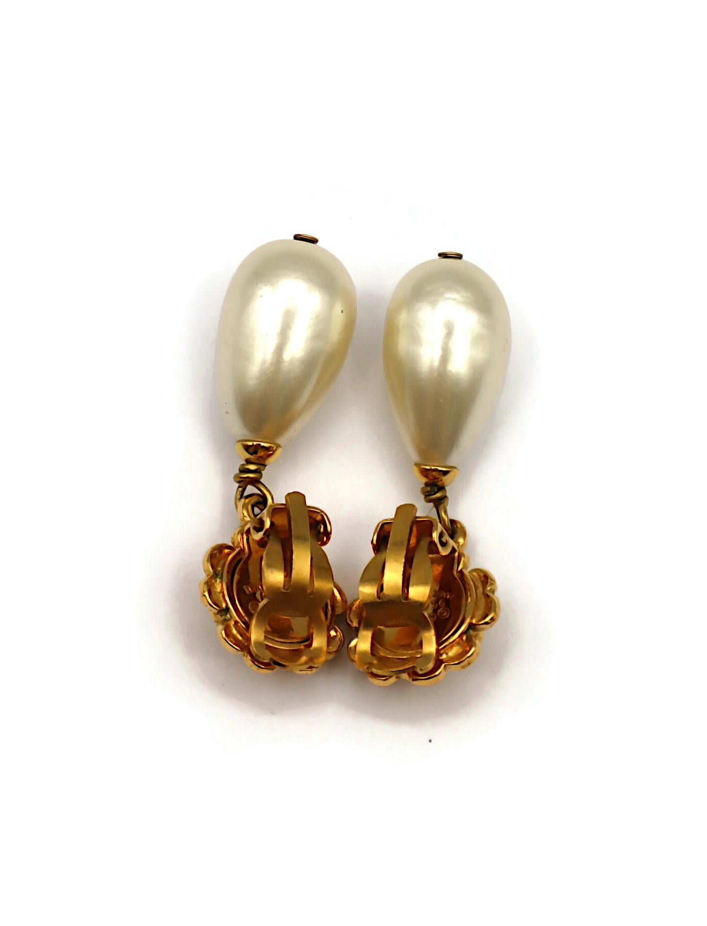 CHANEL Camellia Pearl Dangle Earrings, Fall 1995 For Sale 3