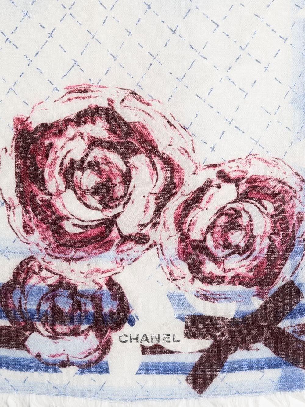 Chanel Camellia Print Silk Scarf In Excellent Condition In London, GB