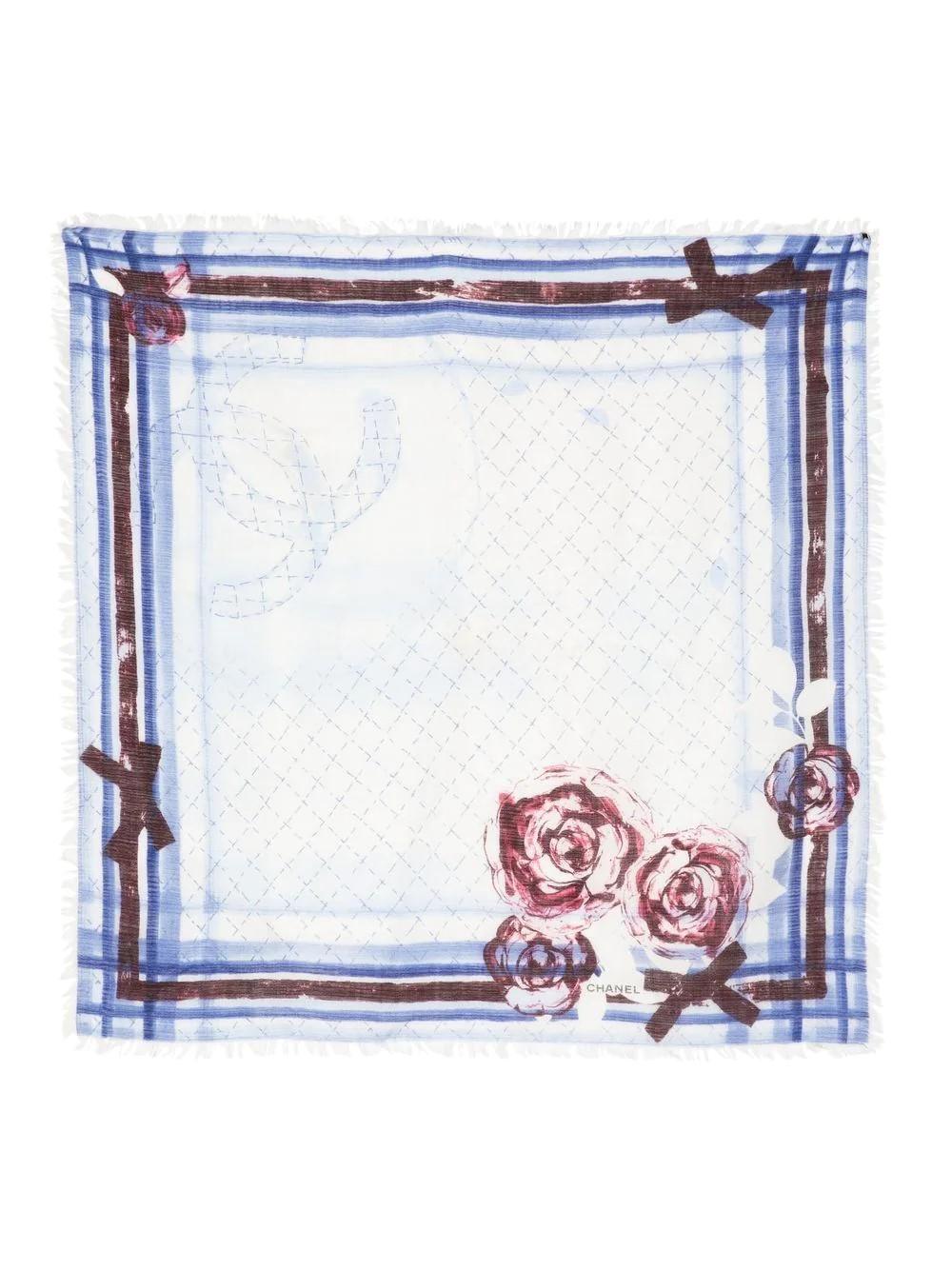 Women's Chanel Camellia Print Silk Scarf