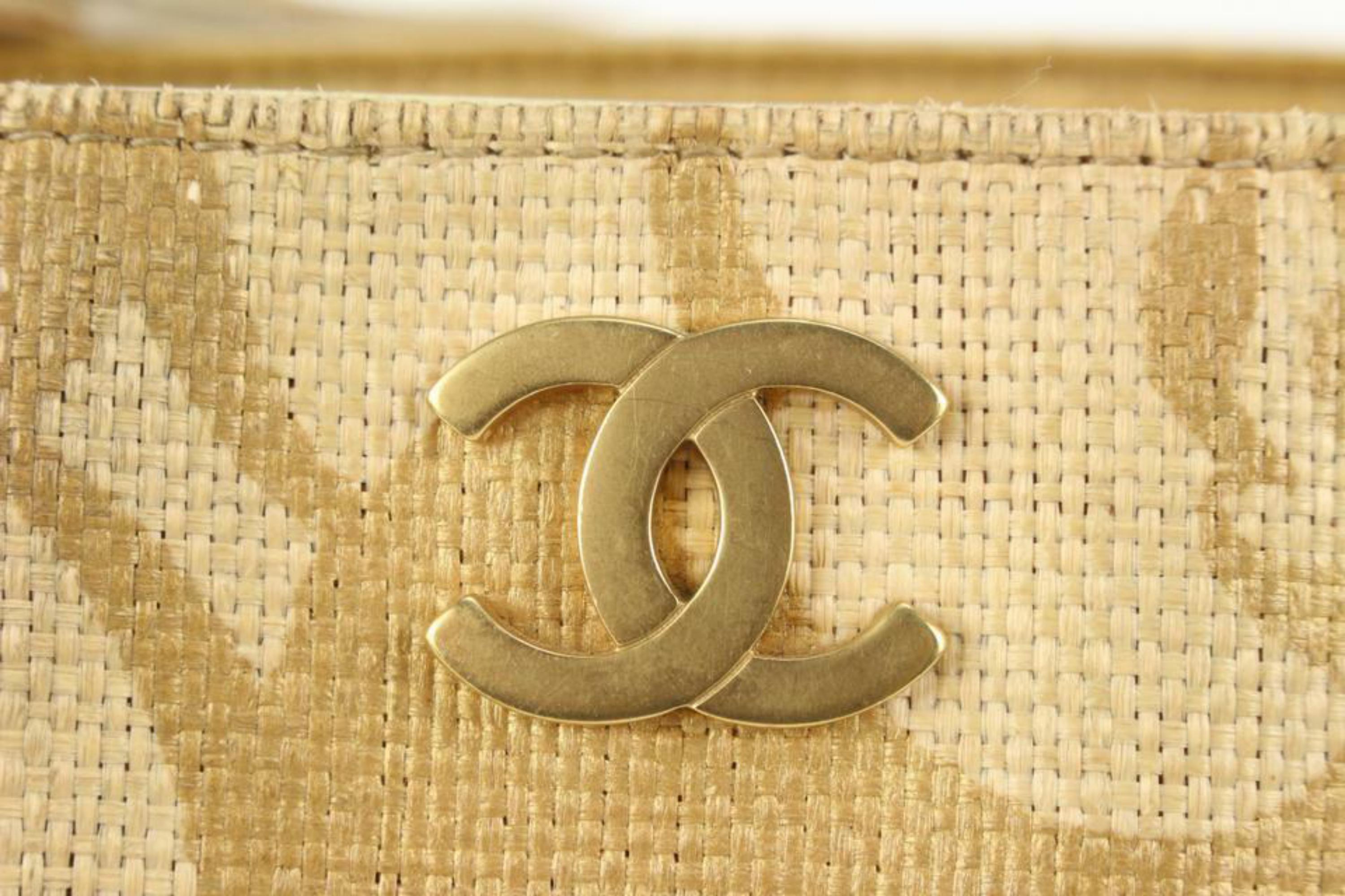 Women's Chanel Camellia Raffia CC Logo Chain Tote bag 4C119