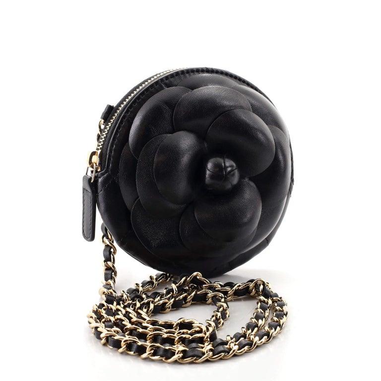 Chanel Camellia Round Clutch with Chain Lambskin at 1stDibs vintage chanel., chanel jumbo bag