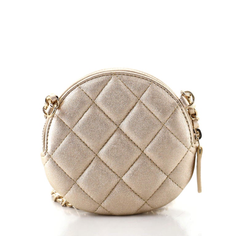 Chanel Camellia Round Clutch with Chain Lambskin at 1stDibs