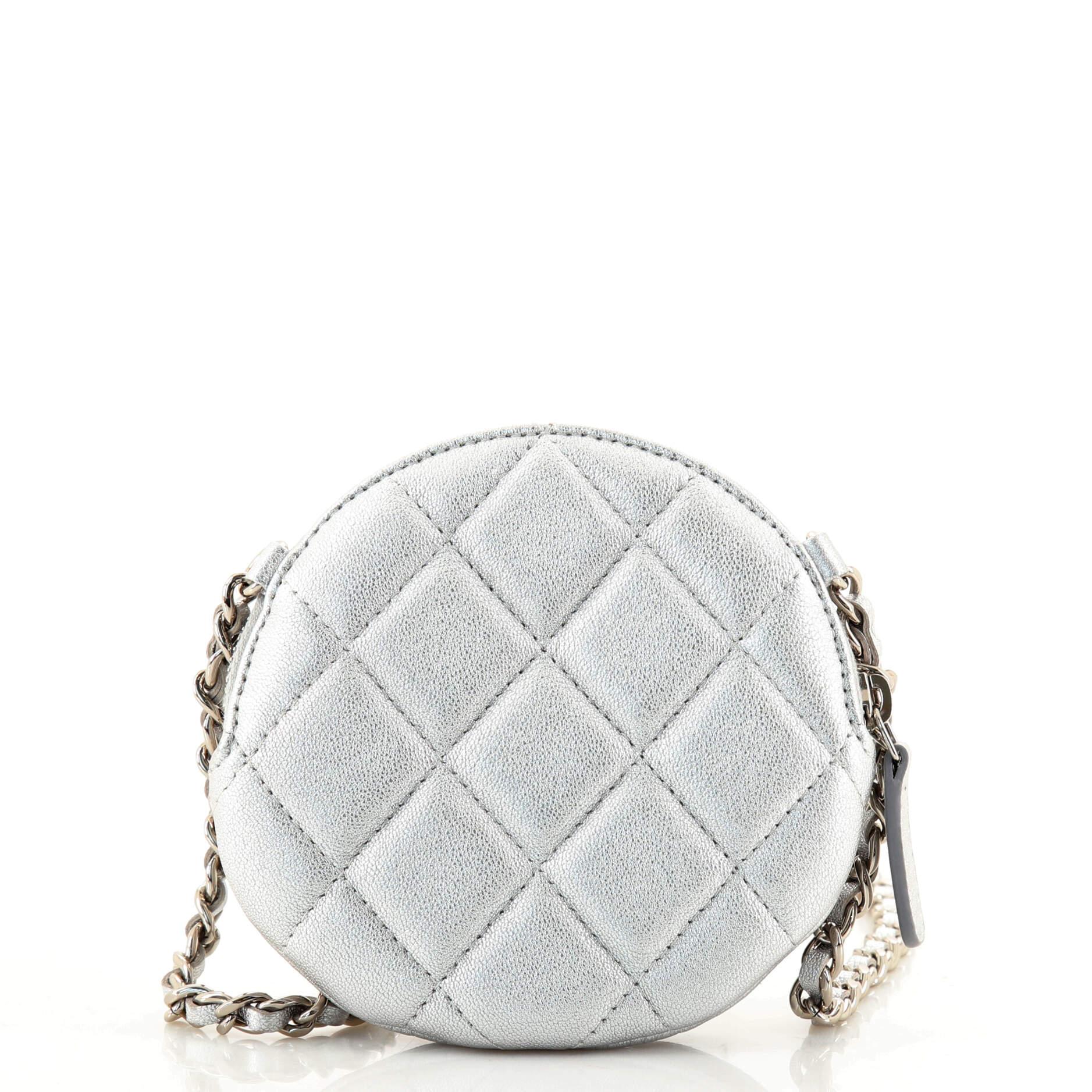 Chanel Camellia Round Clutch with Chain Lambskin In Good Condition In NY, NY