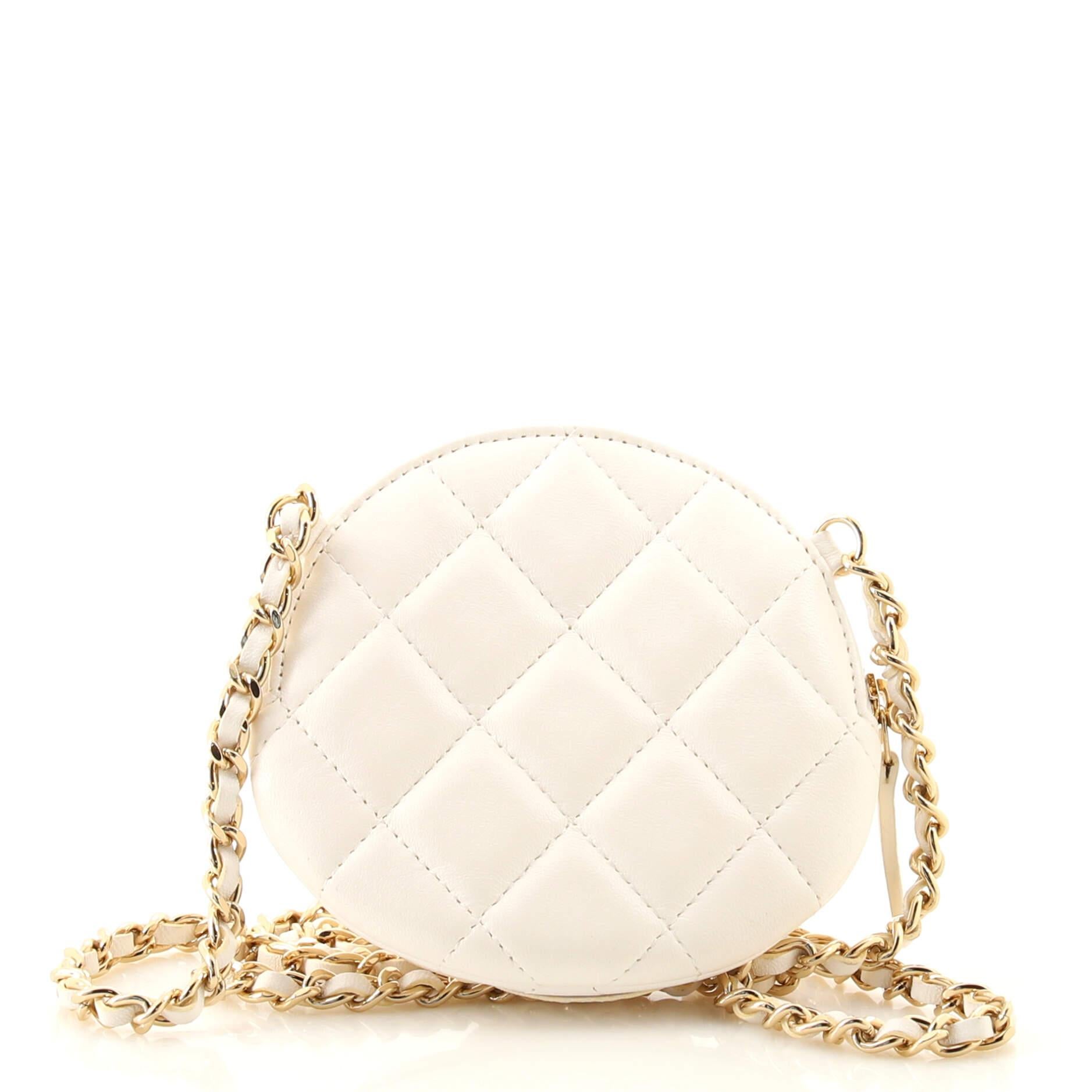 Women's or Men's Chanel Camellia Round Clutch with Chain Lambskin