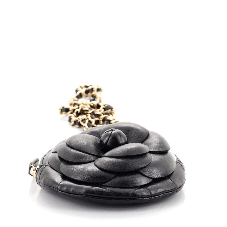 Chanel Camellia Round Clutch with Chain Lambskin at 1stDibs