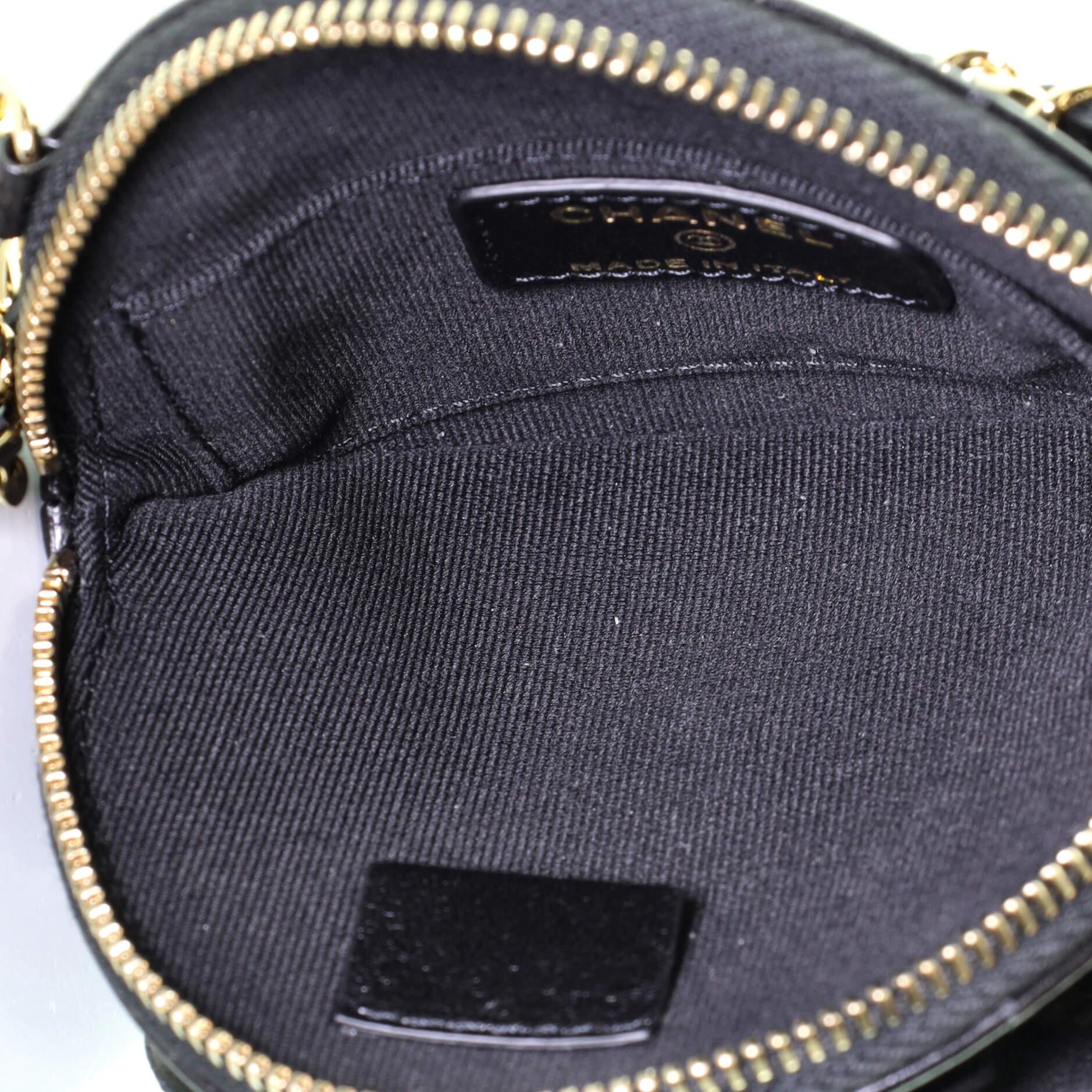 Black Chanel Camellia Round Clutch with Chain Lambskin