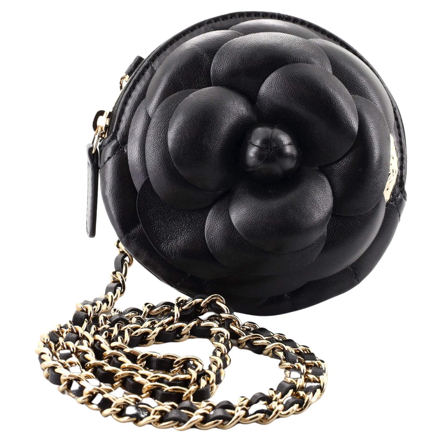 Chanel Camellia Round Clutch with Chain Lambskin