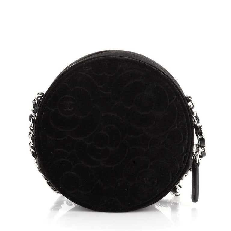 Chanel Camellia Round Clutch with Chain Velvet