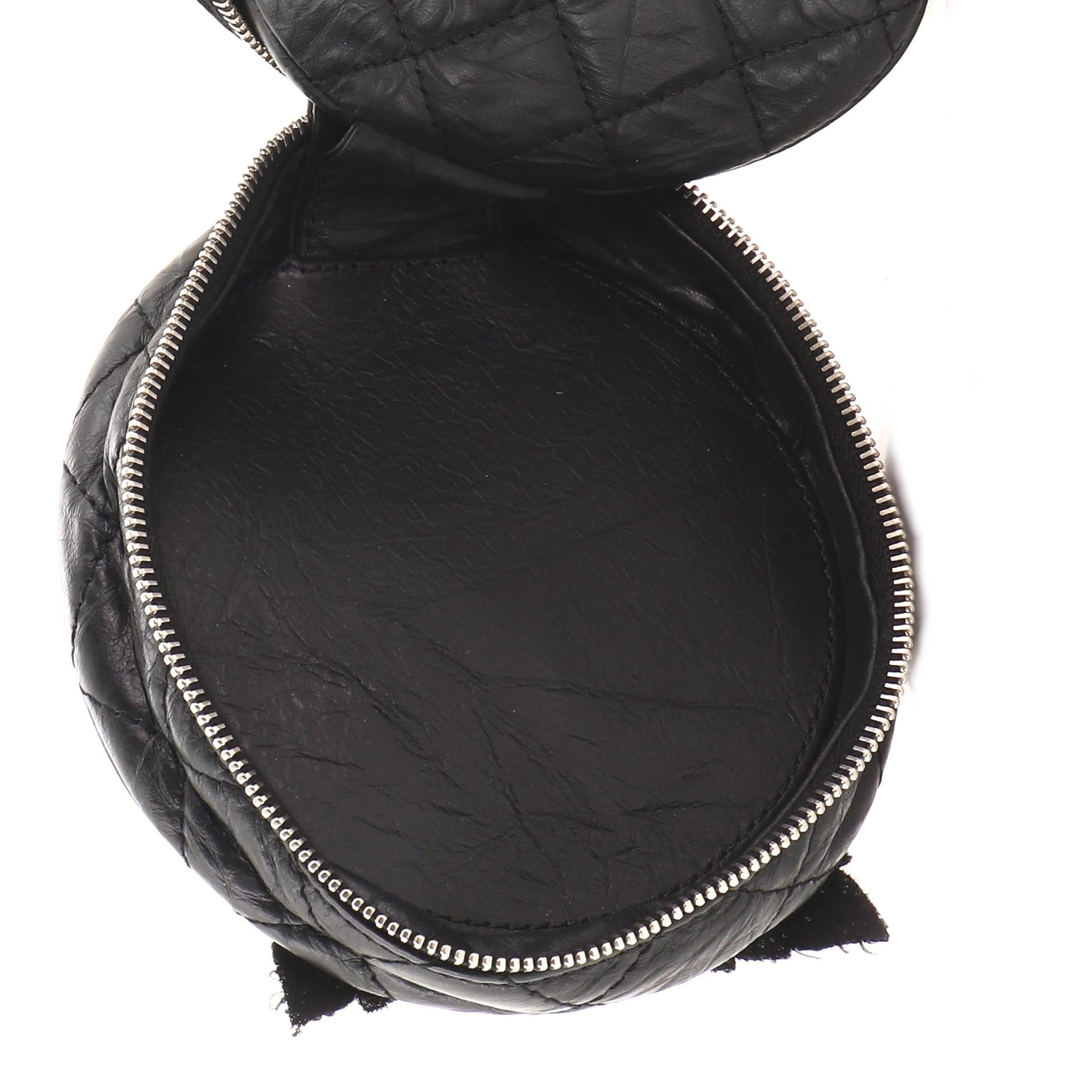 Women's or Men's Chanel Camellia Round Hand Clutch Quilted Aged Calfskin with Sequins