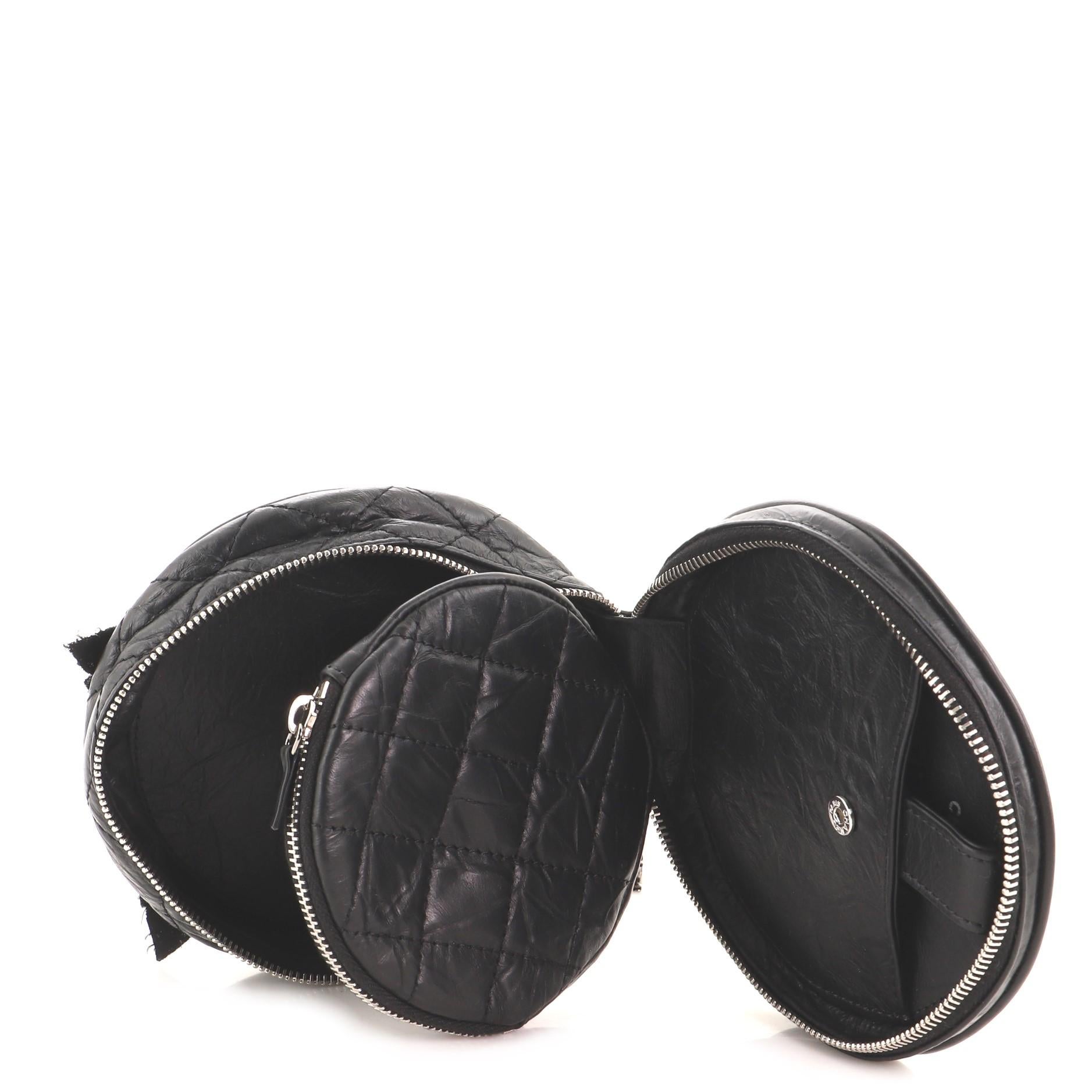 Chanel Camellia Round Hand Clutch Quilted Aged Calfskin with Sequins 1