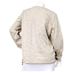Chanel Camellia Stitched Beige Cotton Crewneck Sweatshirt circa 2018