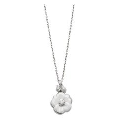 Chanel Camellia White Ceramic Diamond White Gold Necklace