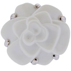 Chanel Camellia White Ceramic Gold Flower Ring