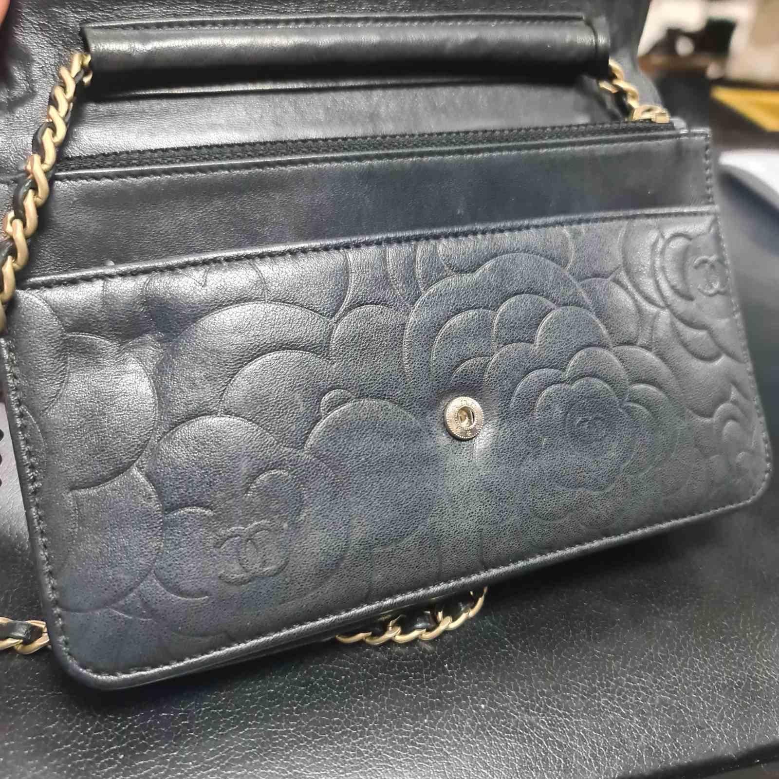 Chanel Camellia WOC Wallet On Chain Black Lambskin Leather  1