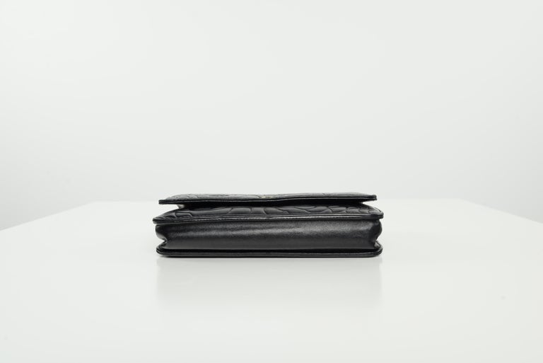 Chanel Camellia WOC Wallet On Chain Black Lambskin Leather