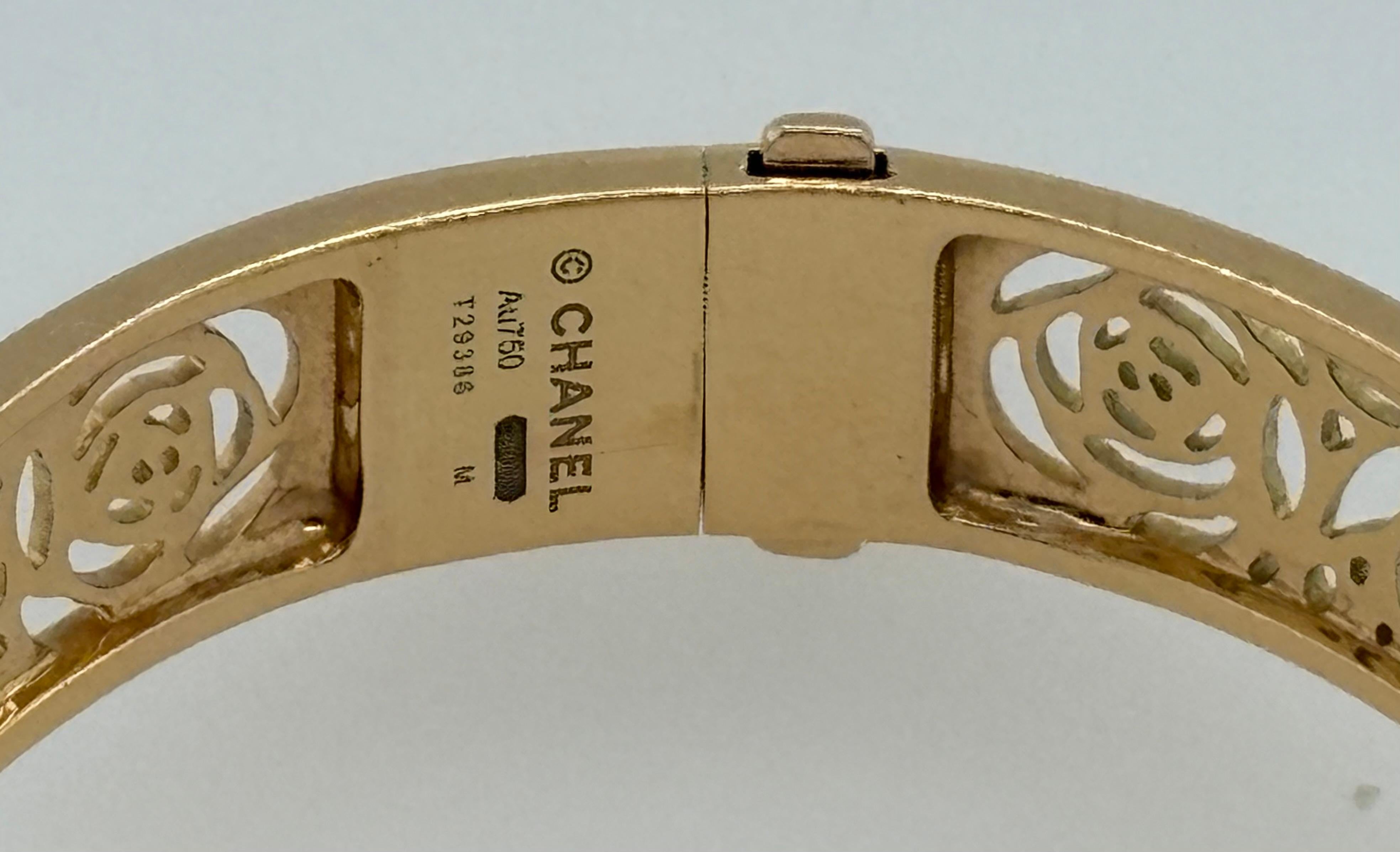 Chanel Camellia Yellow Gold Ajoure Bracelet 7