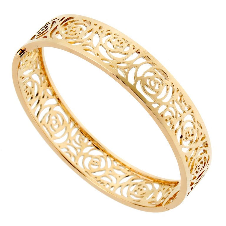 Chanel Camellia Yellow Gold Ajoure Bracelet at 1stDibs chanel