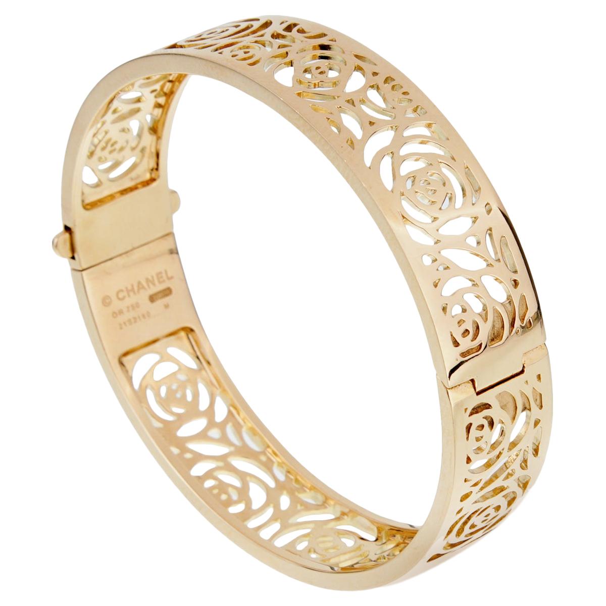 Chanel Camellia Yellow Gold Ajoure Bracelet