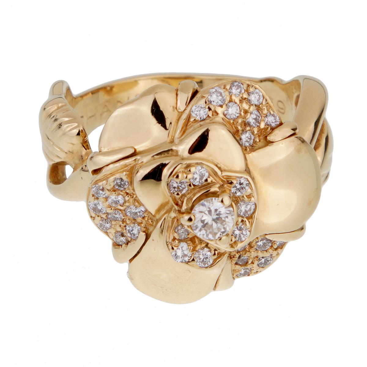 Women's Chanel Camellia Yellow Gold Diamond Ring