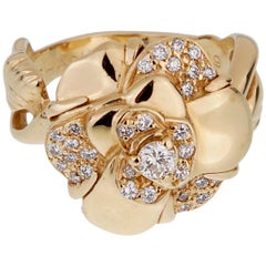Chanel Camellia Bague en or jaune et diamants