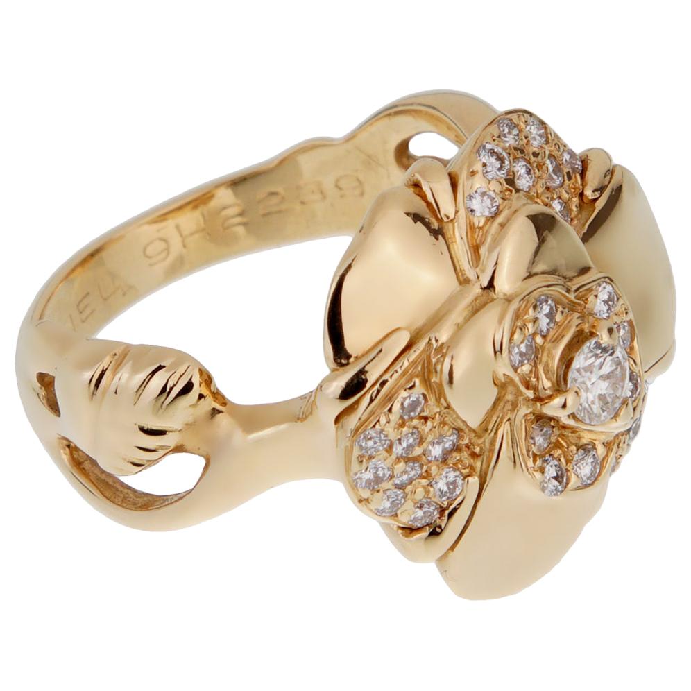 Chanel Camellia Yellow Gold Diamond Ring