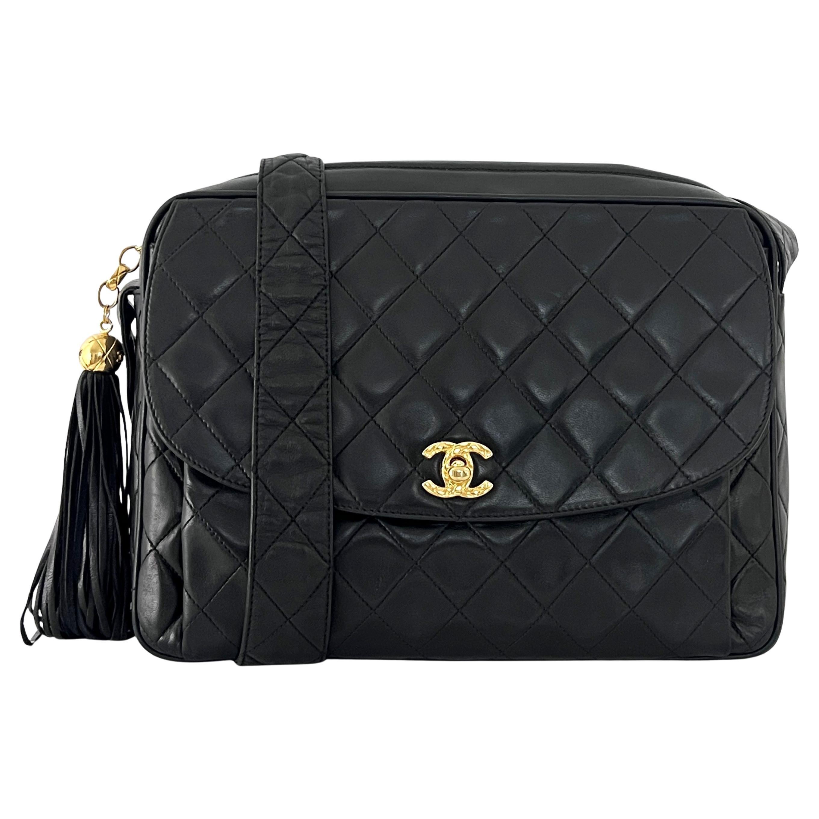 Chanel Camera Bag Quilted Lambskin Black 1991-1994