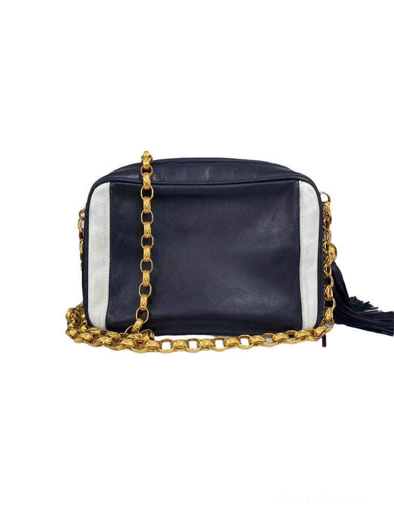 Chanel Camera Bag Vintage Blue White For Sale at 1stDibs