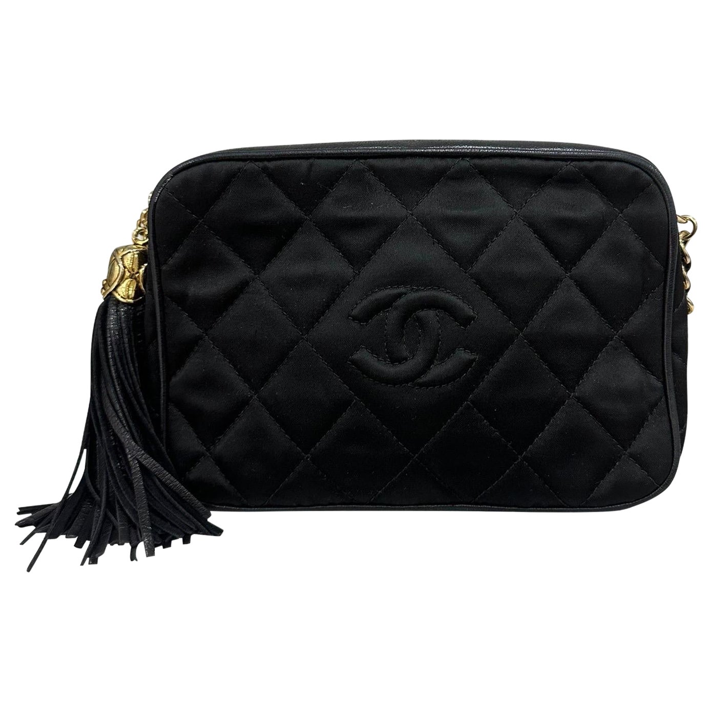 Chanel Kameratasche Vintage Raso Nera im Angebot