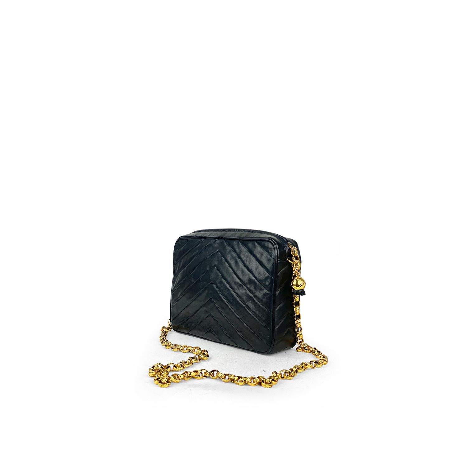Women's Chanel Camera Black Leather Crossbody Bag For Sale