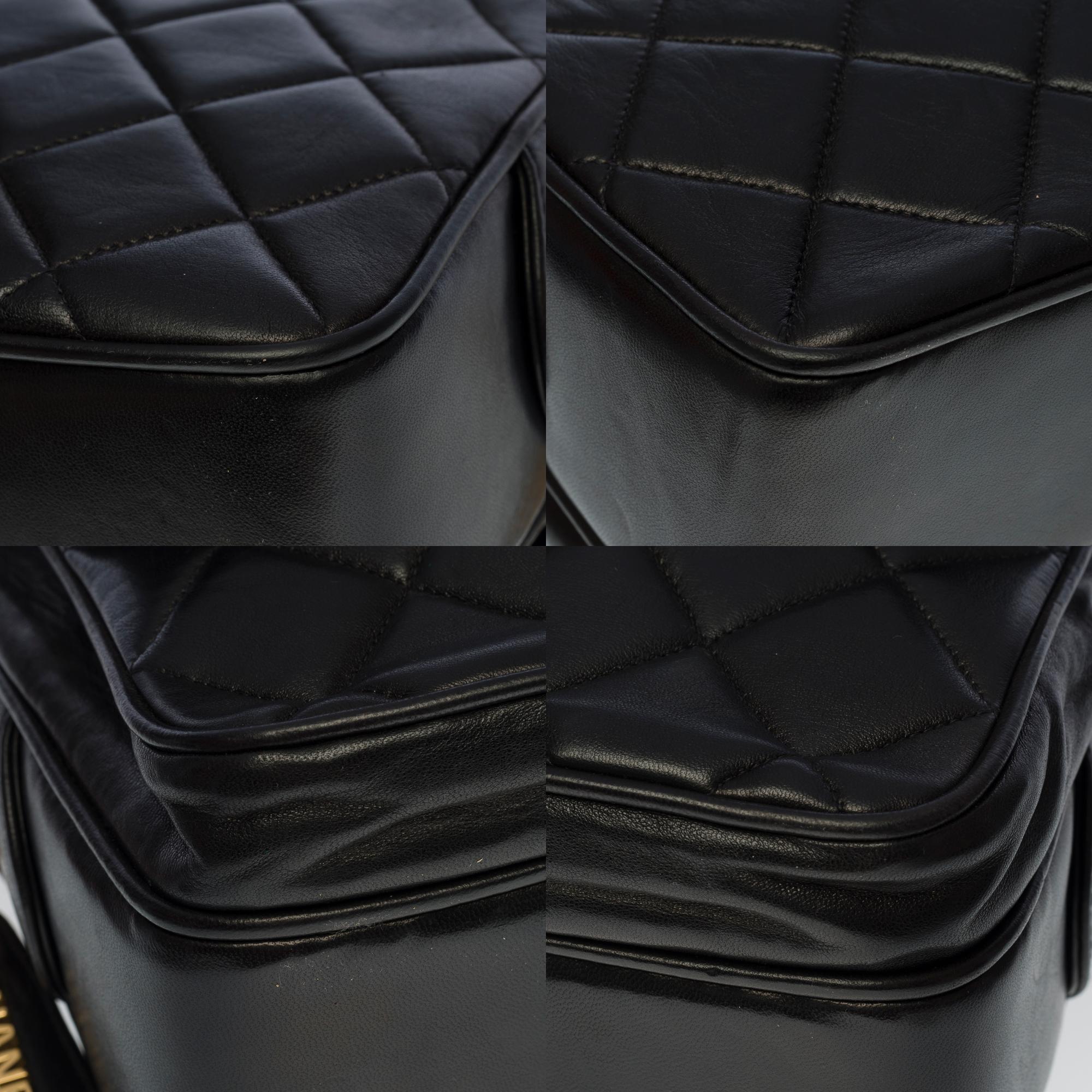 Chanel Camera GM shoulder flap bag in black quilted lambskin leather, GHW 4