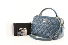 Chanel Camera Quilted Small Trendy Cc Bowling 2way 2ce0109 Blue Leather Satchel