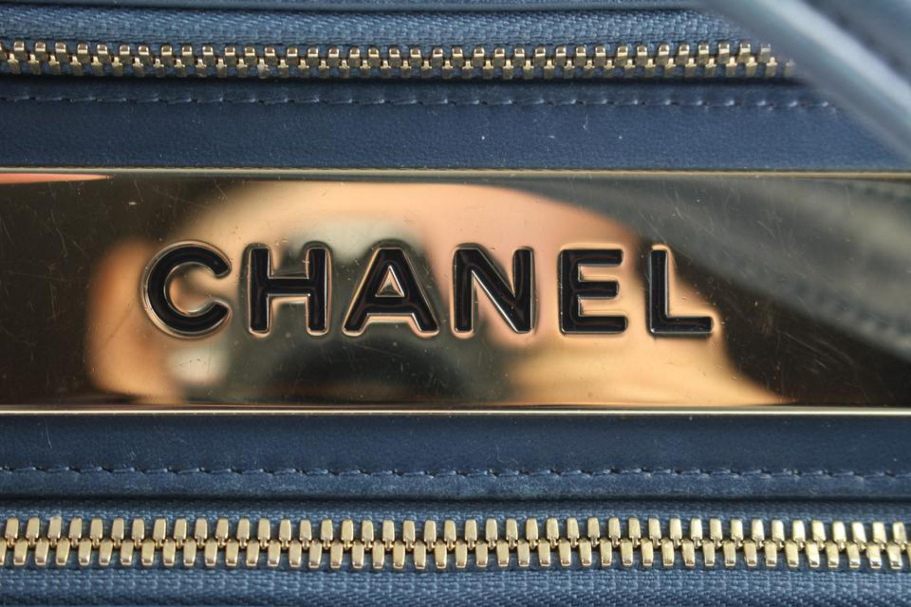 Chanel Camera Quilted Small Trendy Cc Bowling 2way 2ce0109 Blue Leather Satchel For Sale 2