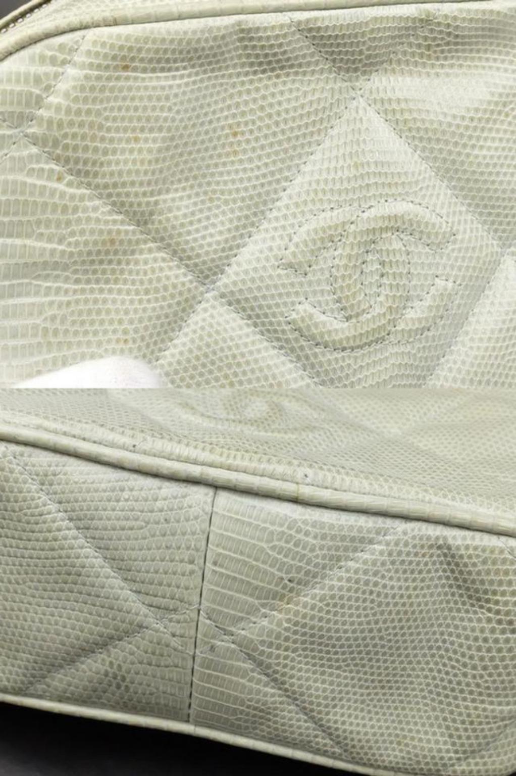 Chanel Camera Quilted Tassel 227783 Greenish Blue Lizard Shoulder Bag For Sale 1