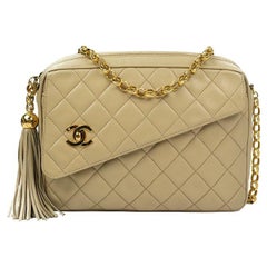 CHANEL, Vintage-Kamera aus beigem Leder