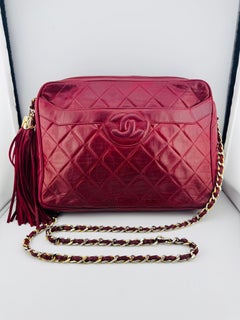 Chanel camere bag shoulder bag lamb Skin leather red