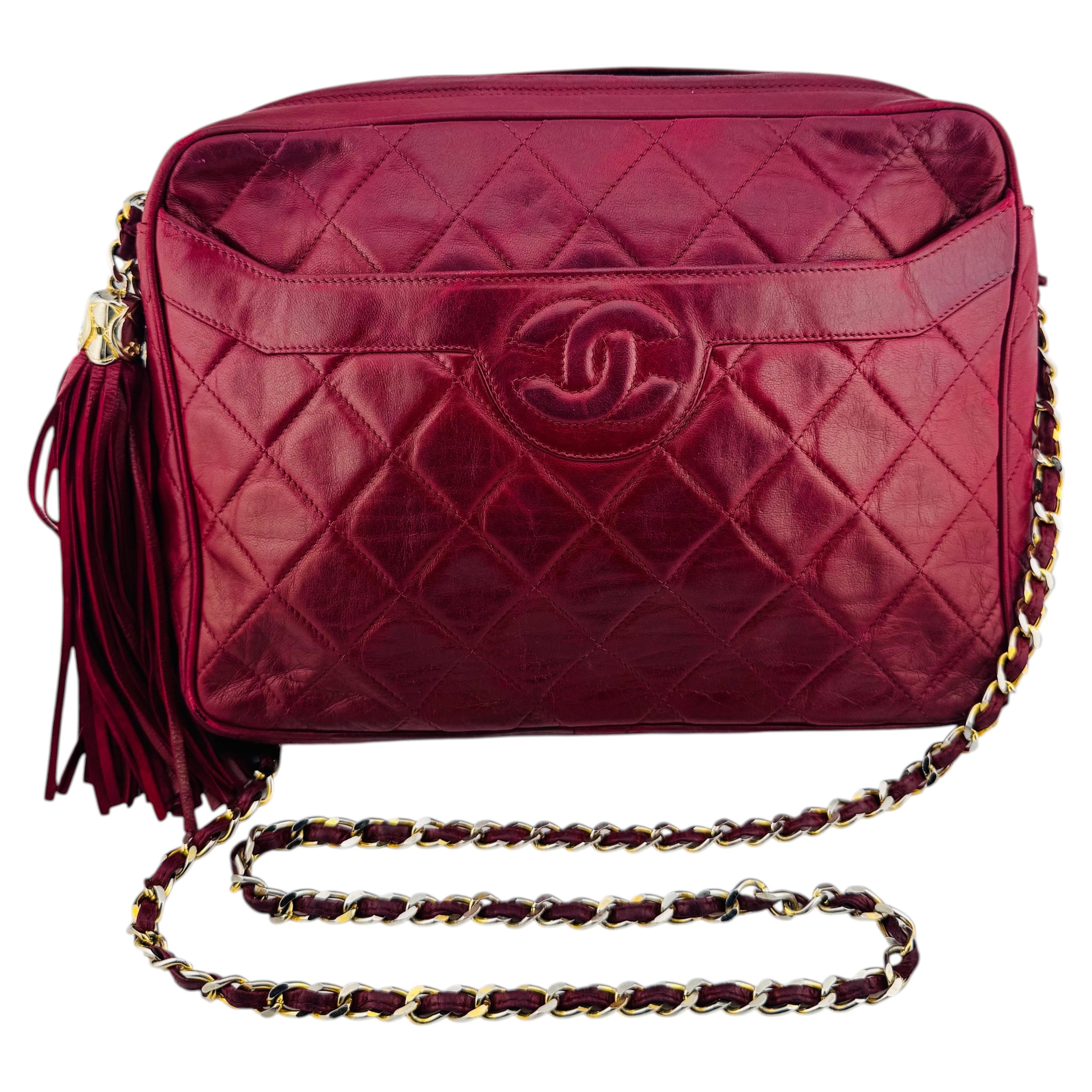 Sac à bandoulière Chanel en cuir d'agneau, couleur rouge