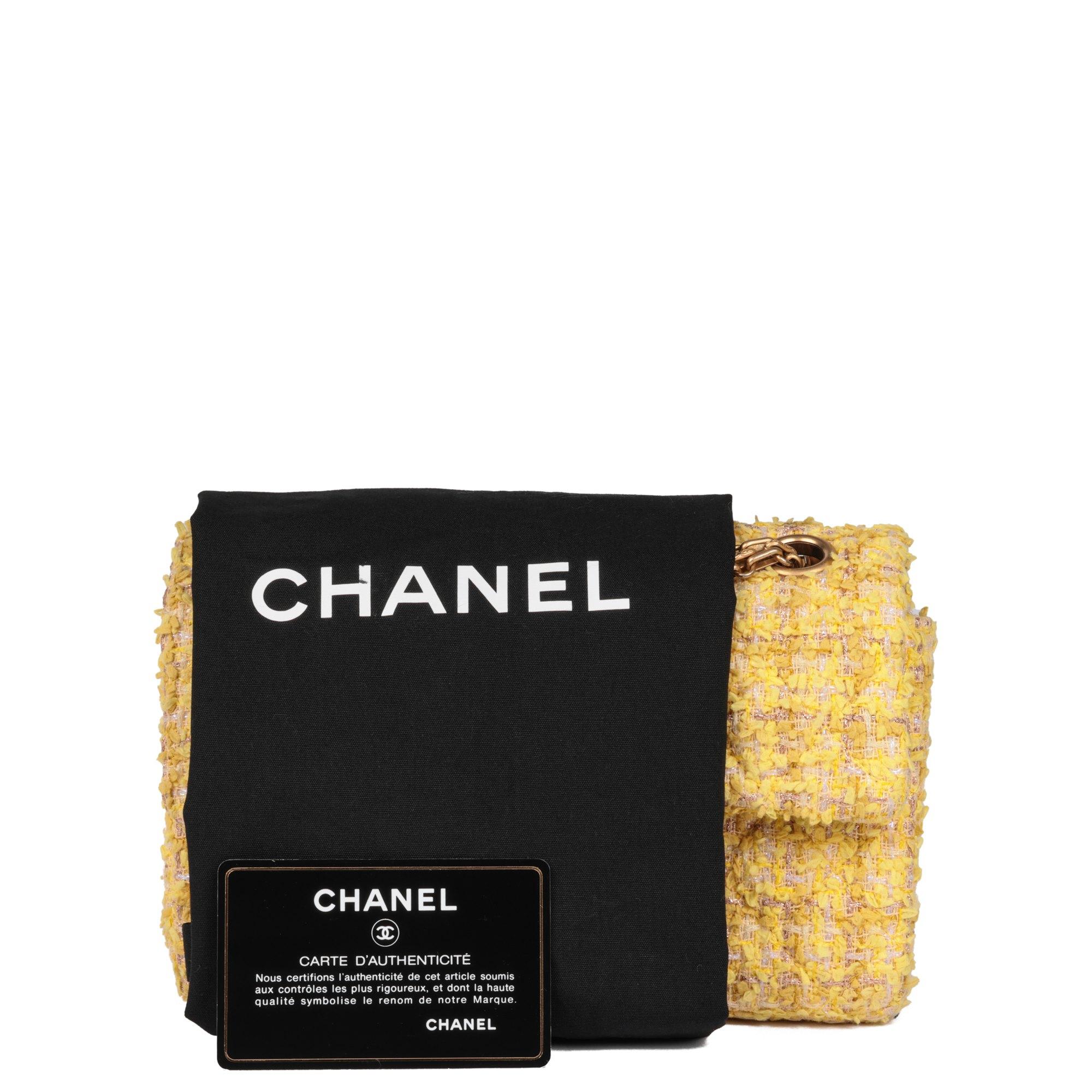 CHANEL Canary Yellow Tweed Fabric 224 2.55 Reissue Double Flap Bag For Sale 8