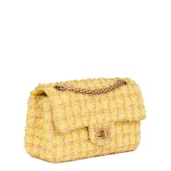 CHANEL Canary Yellow Tweed Fabric 224 2.55 Reissue Double Flap Bag
