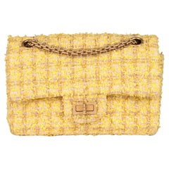 CHANEL Canary Yellow Tweed Fabric 224 2.55 Reissue Double Flap Bag