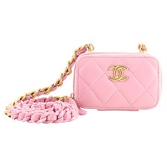 Chanel Candy Chain Zip Around Card Holder on Chain Quilted Lambskin