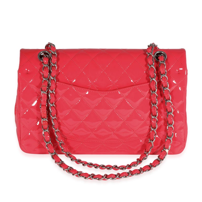 Chanel Candy Pink Quilted Patent Leather Medium Classic Double Flap Bag For  Sale at 1stDibs