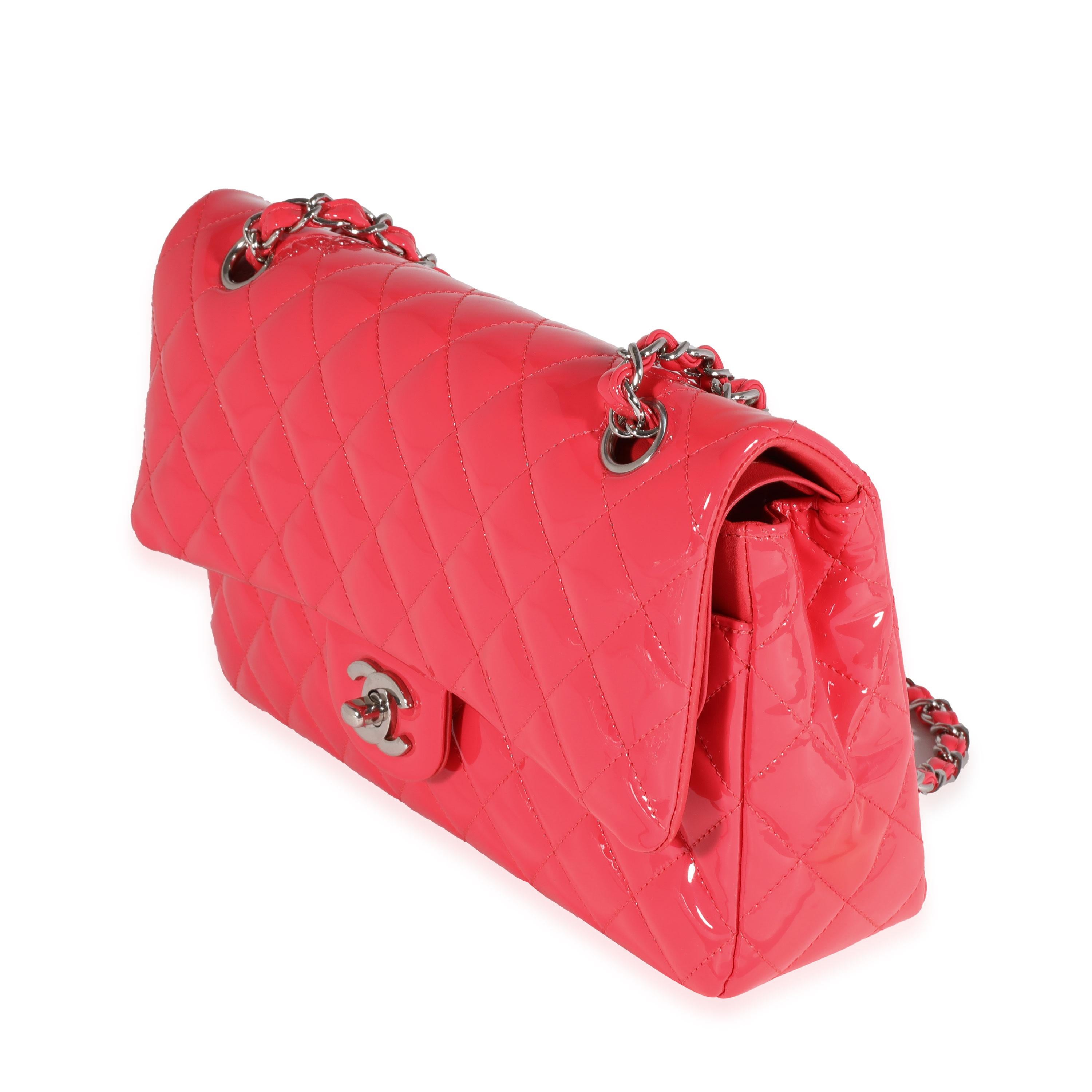 Chanel Candy Pink gesteppte Lackleder Medium Classic Double Flap Tasche mit doppelter Klappe Damen im Angebot