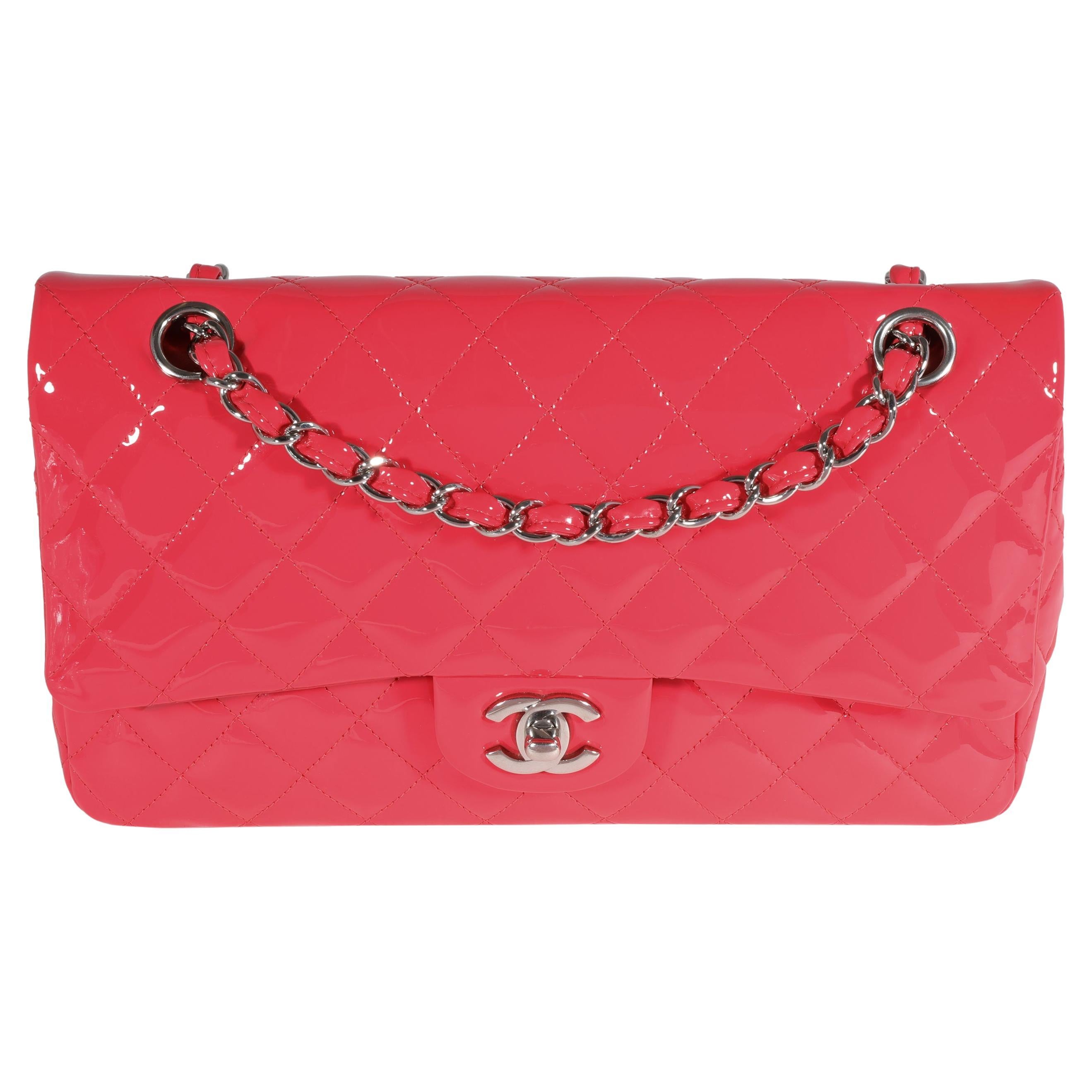 Chanel Sweets Pink Quilted Patent Leather Medium Classic Double